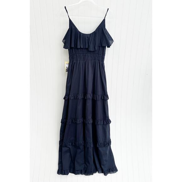 Trovata Birds of Paradis Lisboa Dress Navy Blue V Neck Maxi Sleeveless XS NWT - Picture 9 of 10